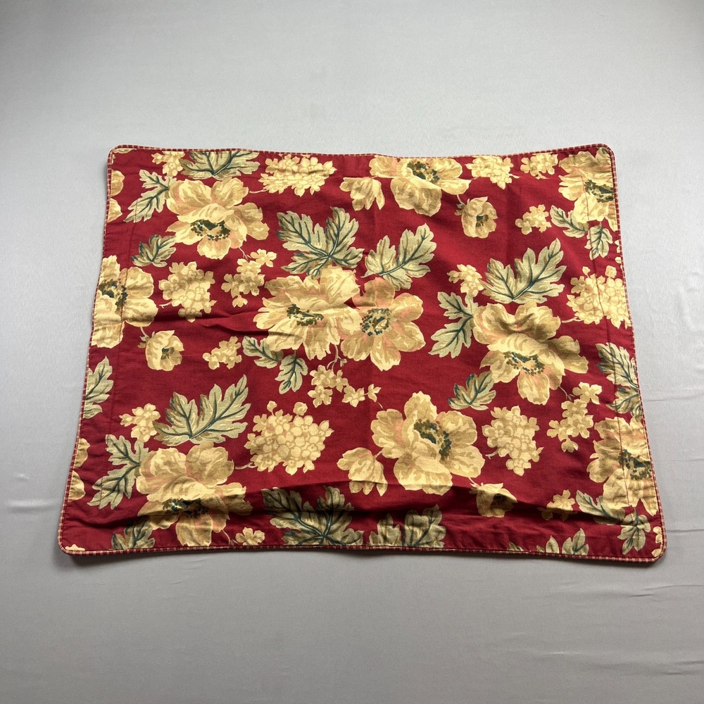 Chaps Home Standard Pillow Sham Red Floral 100% Cotton Bedding Decor (22" X 28")